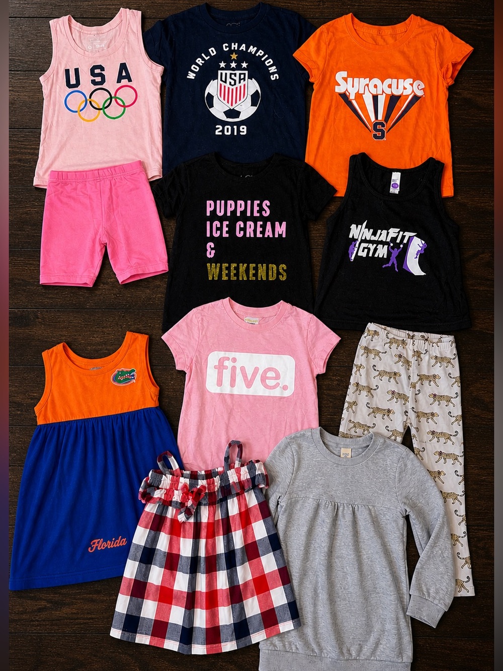 Girls 5T Summer Outfit Bundle Lot Dresses Tees Shorts Cute Graphic Set